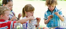 Children decorating Easter eggs